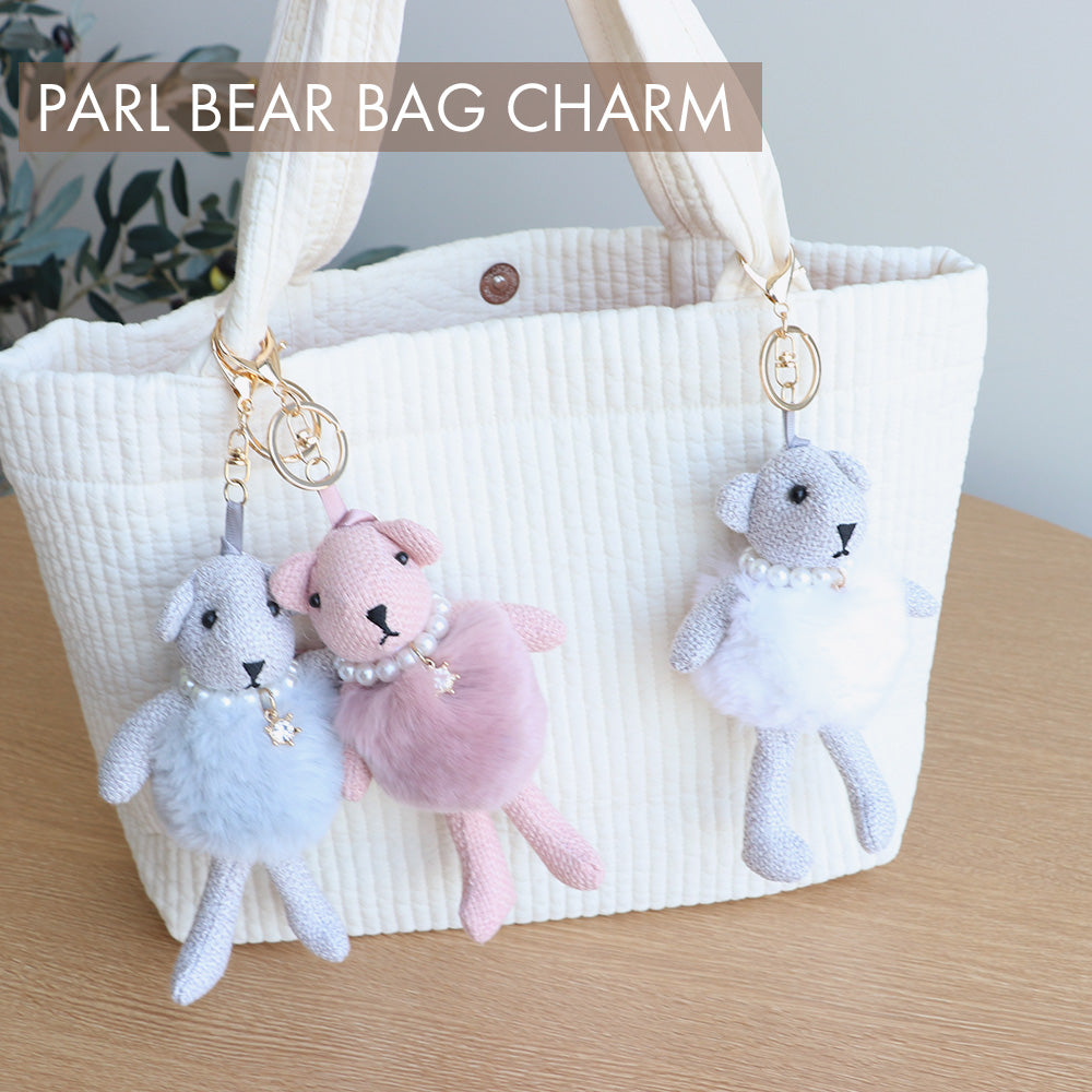 バッグチャーム テディベア パール