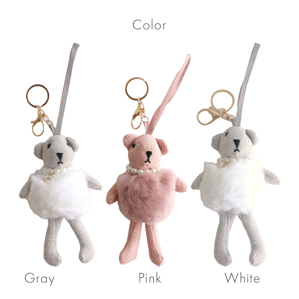 バッグチャーム テディベア パール