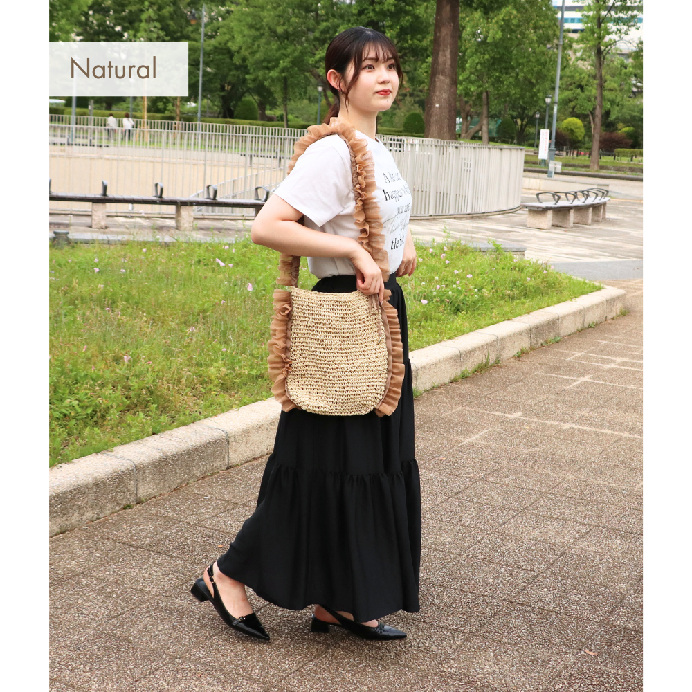 HOBI フリル付きかごバッグ