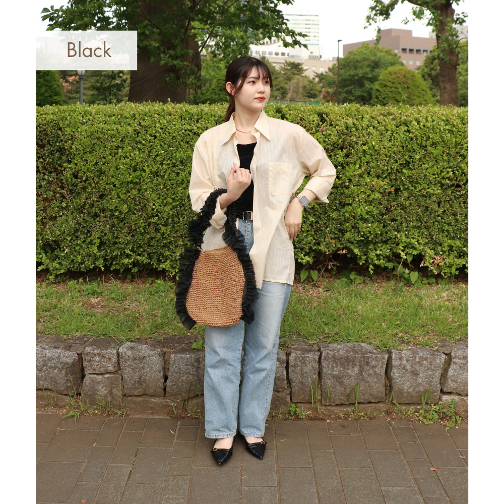 HOBI フリル付きかごバッグ